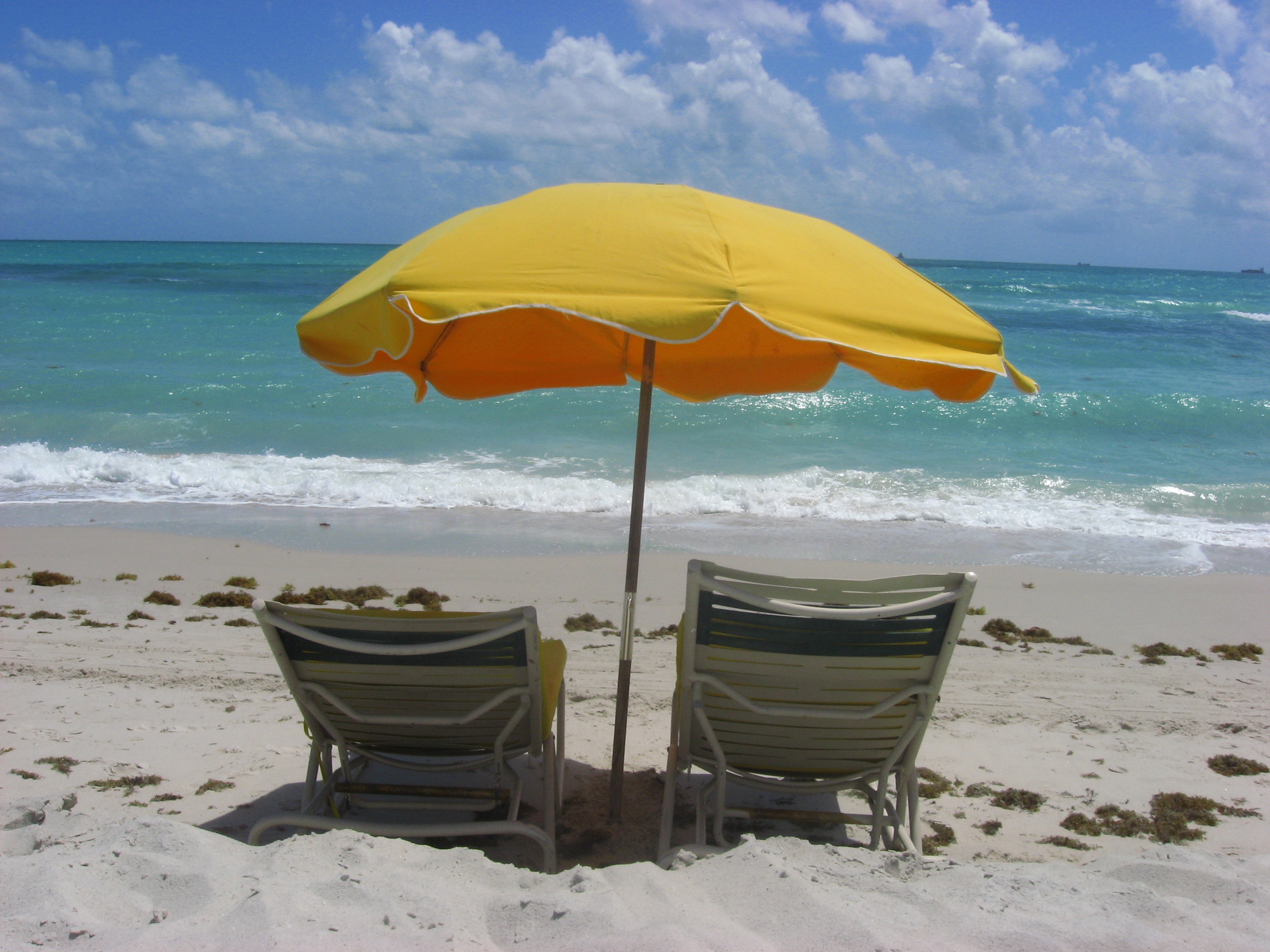 Beach Yellow Umbrellas